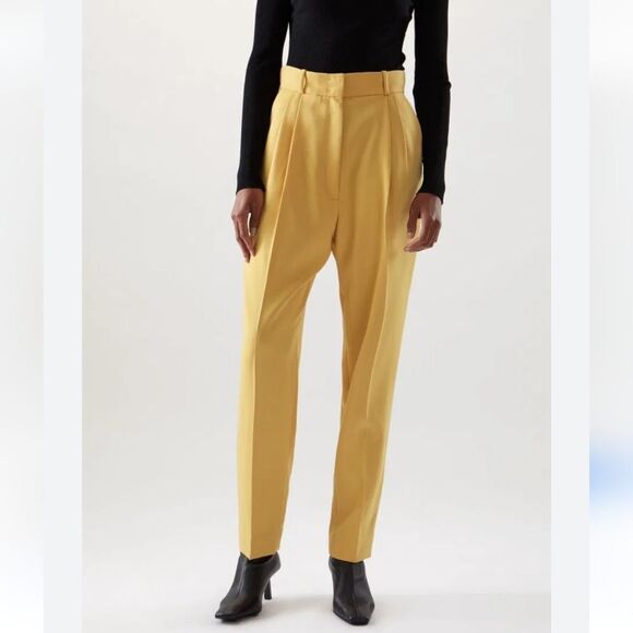 COS Wool Blend Tapered Trouser In Black Size 4 - Picture 1 of 13